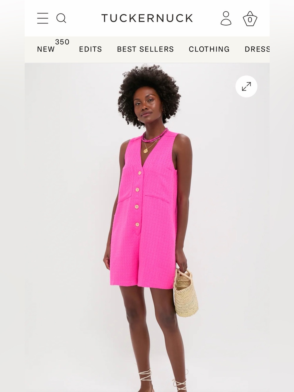 Tuckernuck Hot Pink Textured Myla Romper